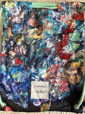 Gaidama x Antoinette Wysocki Artist Drawstring Bag. Surreal Collage Print